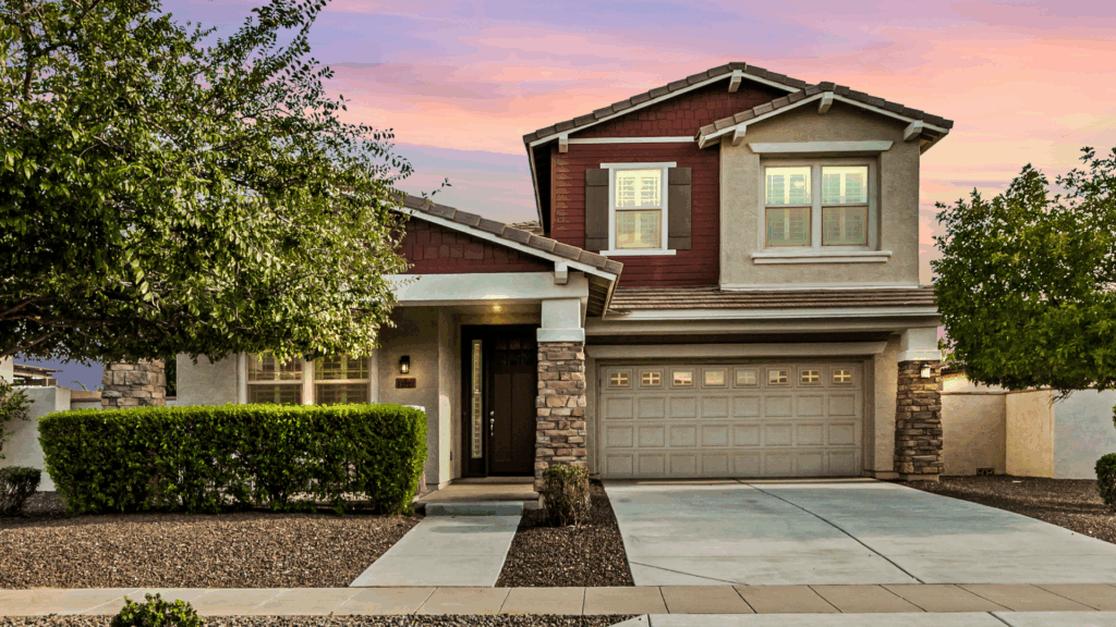 Marley Park home in Surprise Arizona with classic community architecture — top neighborhood choice for military families PCSing to Luke AFB.
